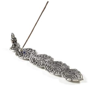 Wierookbrander Boeddha bladvorm zilverkleur