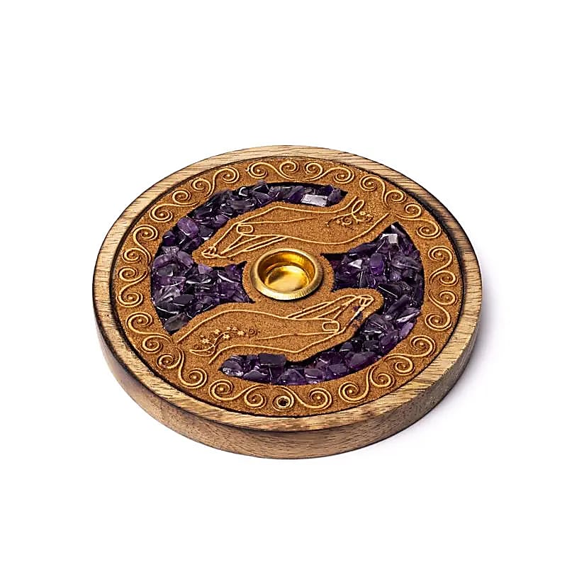 Wierook- en kegeltjesbrander Healing hands amethist