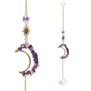 Suncatcher met amethist maan en kristallen bol