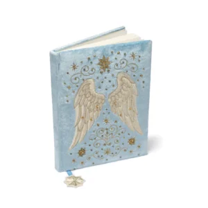 Notitieboek fluweel blauw met engelenvleugels